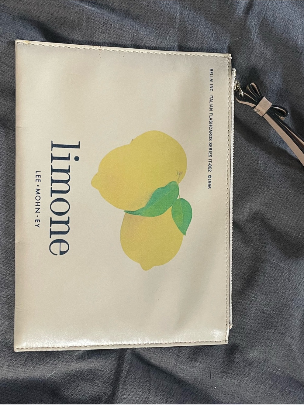 kate spade White Lemon Print Wristlet Clutch